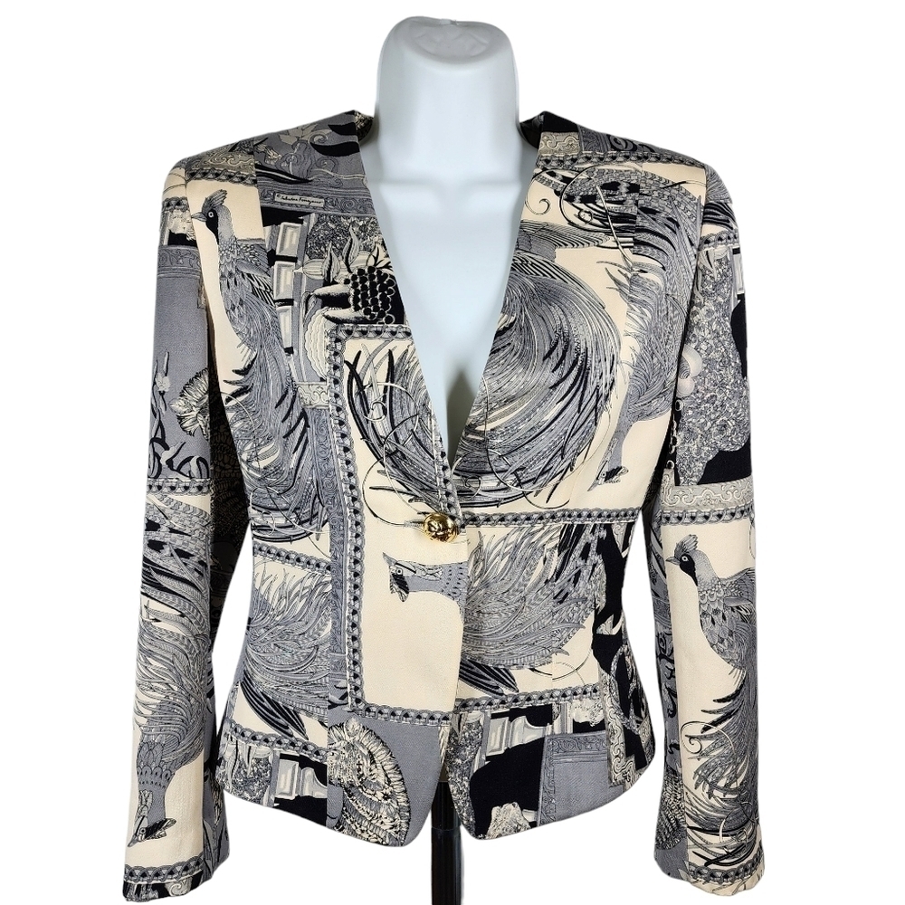 Salvatore Ferragamo Black and Cream Blazer